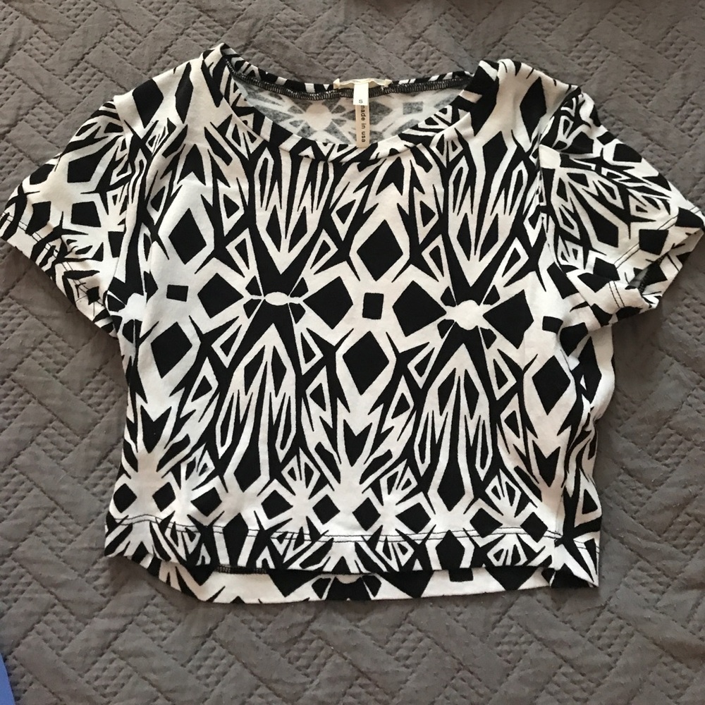 American made black and white crop top.